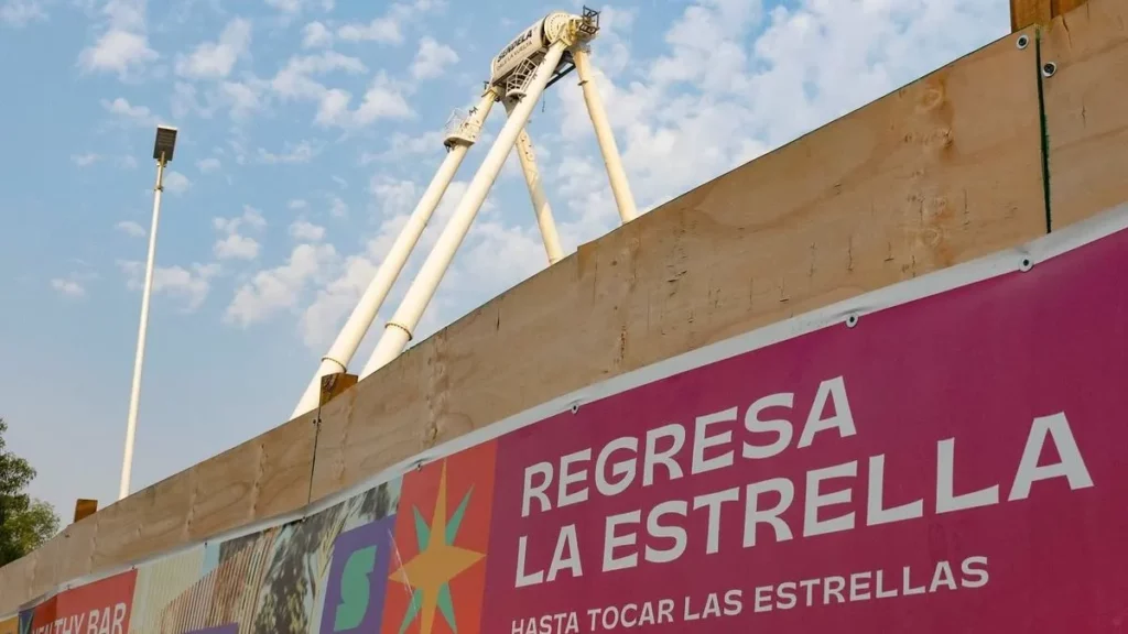 Base de la estructura de la Estrella de Puebla ubicada en la zona de Angelópolis.