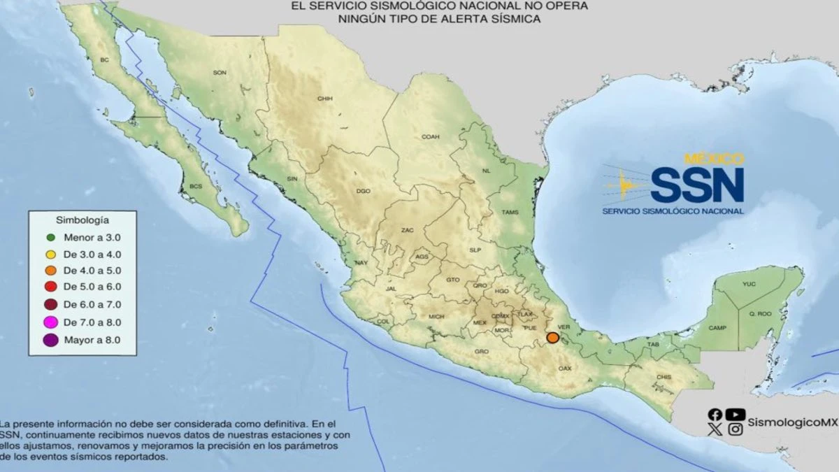 Se registra sismo de 4.0 con epicentro en Zinacatepec, Puebla
