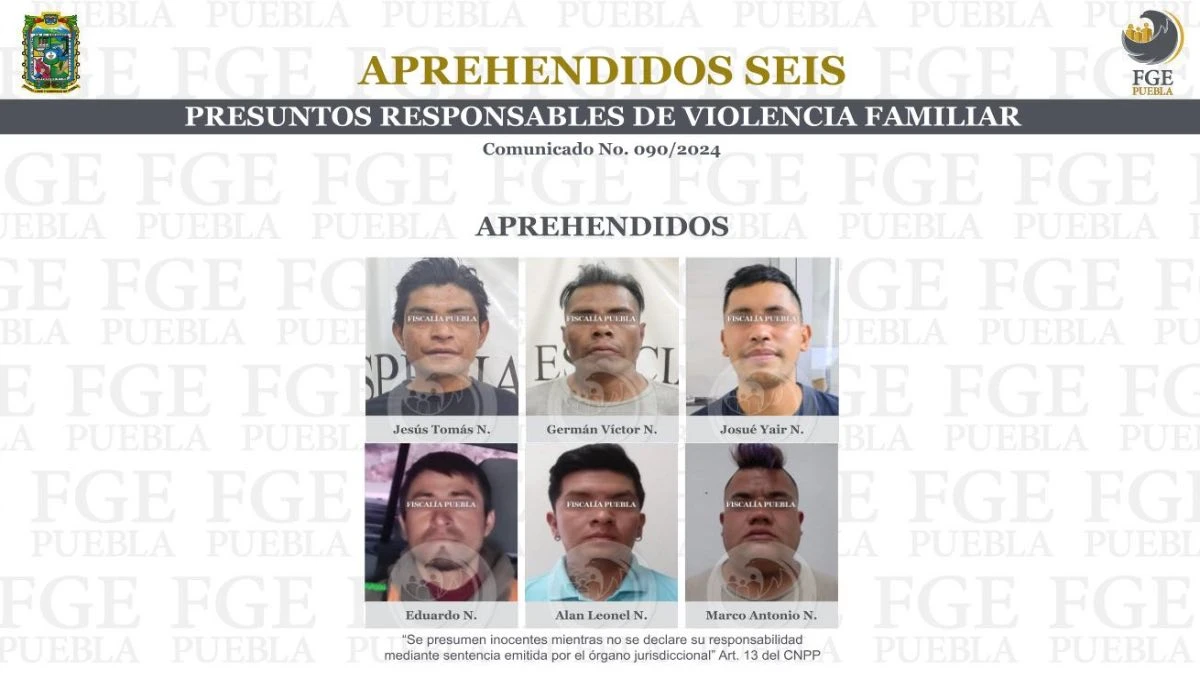 Detienen a seis personas por violencia familiar en Puebla
