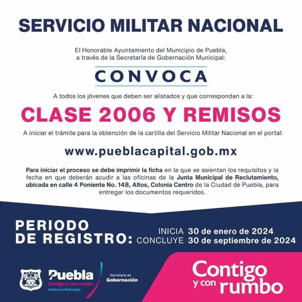 ¿Naciste en 2006? Inicia el trámite de tu Cartilla Militar en Puebla