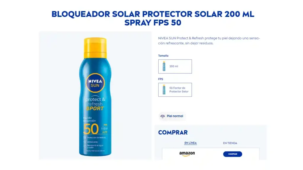 Bloqueador solar en spray FPS 50 de NIVEA.