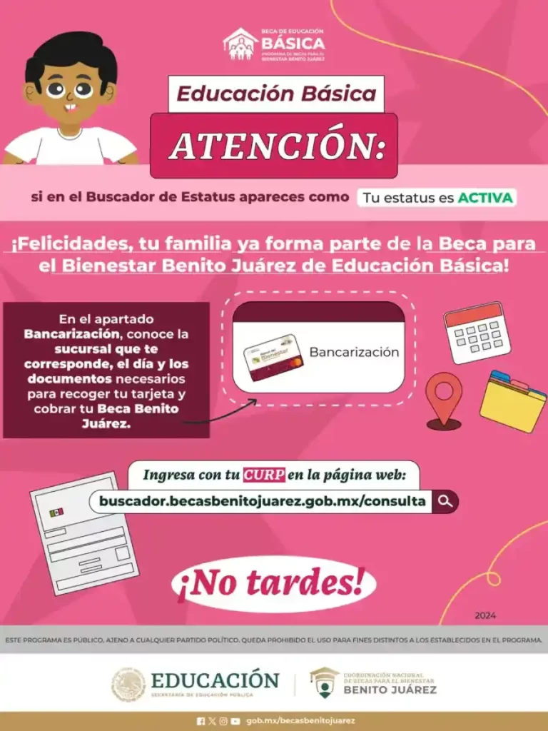 Información sobre el buscador de estatus de las Becas Benito Juárez.