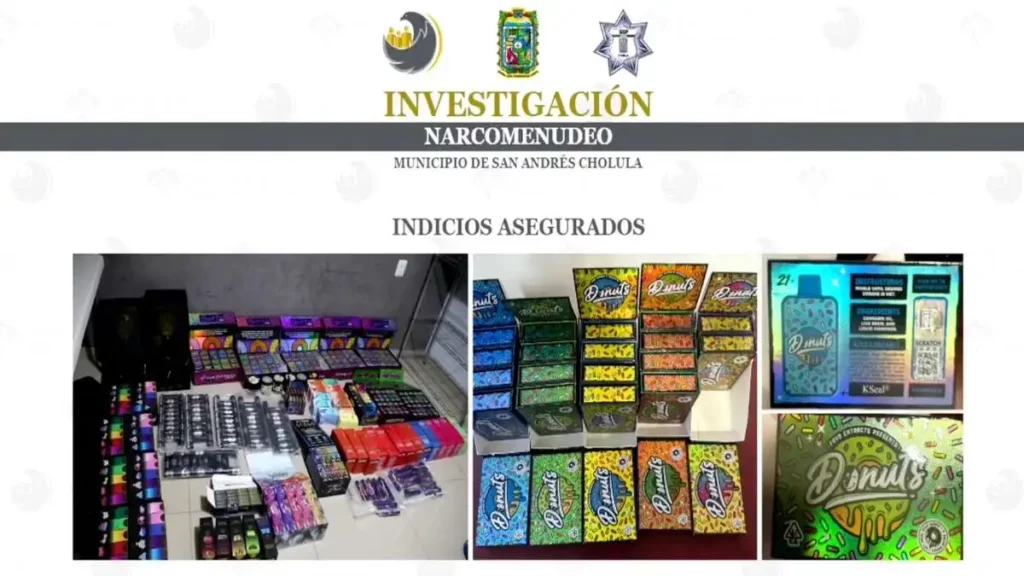 Más de mil vapeadores y cien bolsas con marihuana decomisadas en San Andrés Cholula