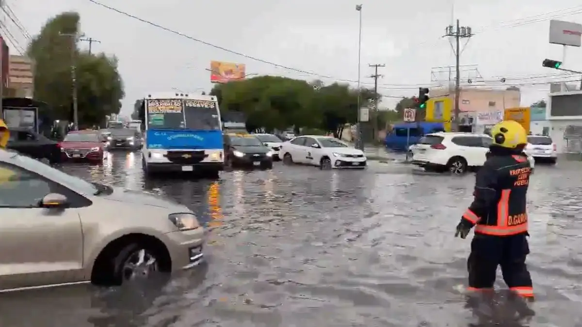 Granizada deja árboles caídos y calles bajo el agua en Puebla capital