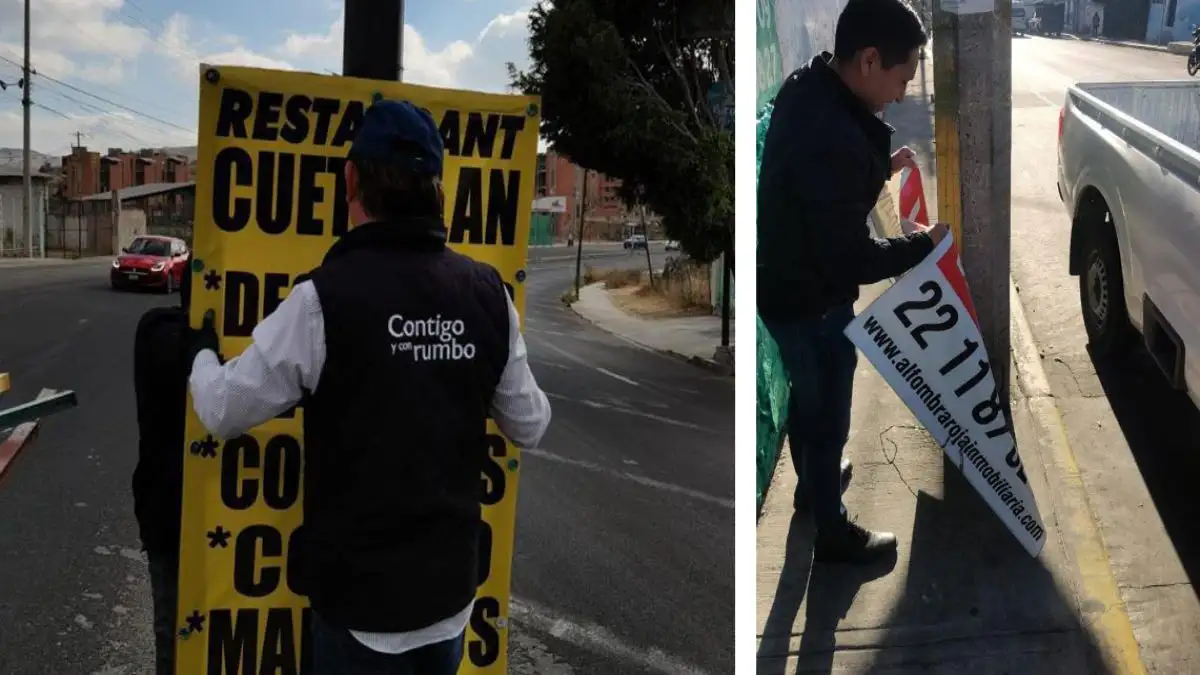 Retiran publicidad de espacios prohibidos en Puebla capital