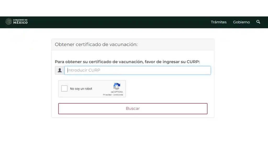 Vista de la página del Gobierno de México donde se descarga el Certificado de Vacunación Covid-19.