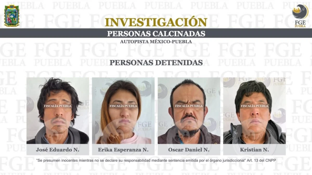 Identifican a calcinados en vehículo de la autopista México-Puebla; hay 4 detenidos