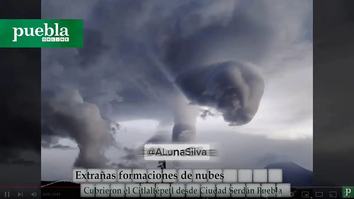 Extrañas formaciones de nubes cubrieron el Citlaltépetl desde Ciudad Serdán Puebla