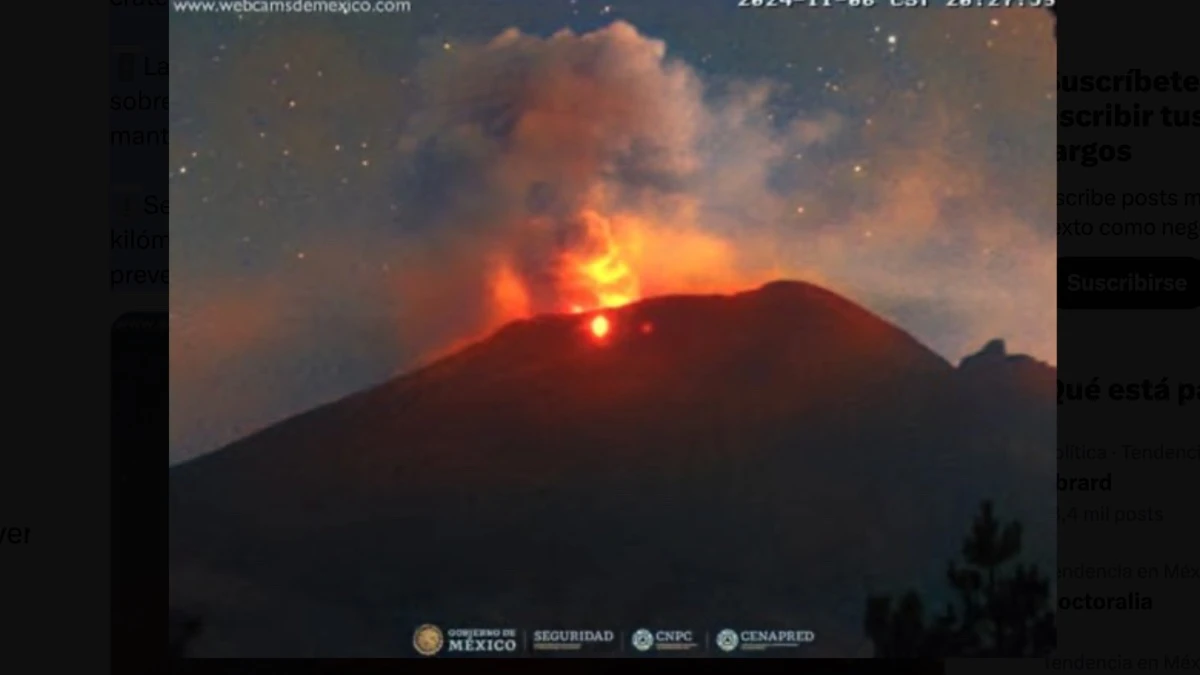 Popocatépetl registra exhalación de ceniza durante la madrugada