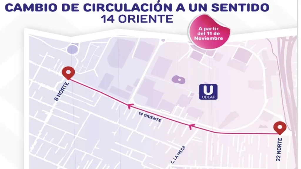 Tómalo en cuenta; calle 14 Oriente cambia de sentido en San Andrés Cholula