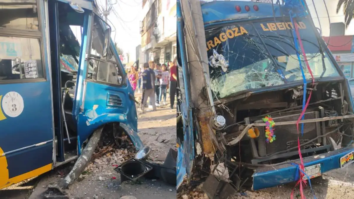 Ruta 3 chocó contra poste de luz en la colonia Zaragoza